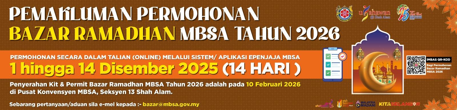 PEMAKLUMAN PERMOHONAN BAZAR RAMADHAN MBSA TAHUN 2026